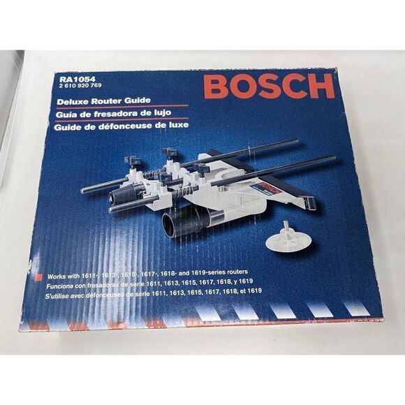 BOSCH RA1054 DELUXE ROUTER EDGE GUIDE WITH DUST EXTRACTION HOOD & VACUUM ADAPTER - Picture 1 of 3